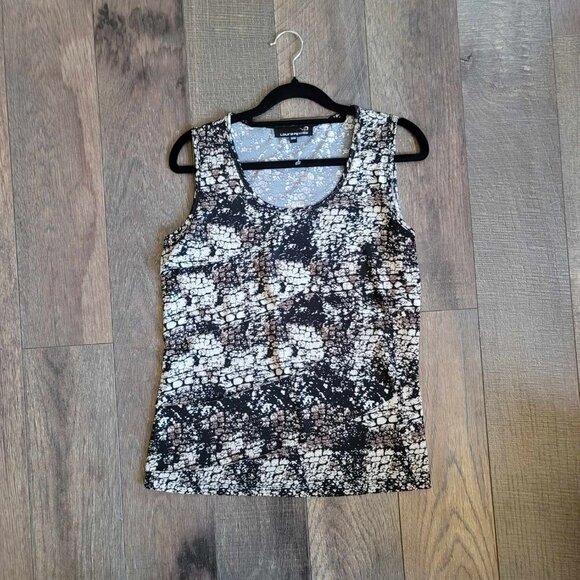 Laura Petites Brown, Black and Tan Animal Print Ruffle tank top EUC - Picture 6 of 6